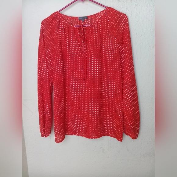 Vince Camuto Red and White Blouse - Picture 1 of 9